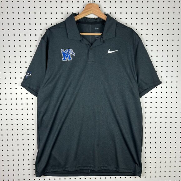 Nike 1 Cent Memphis Tigers Polo Large Gray Basketball Team Issued Penny Hardaway